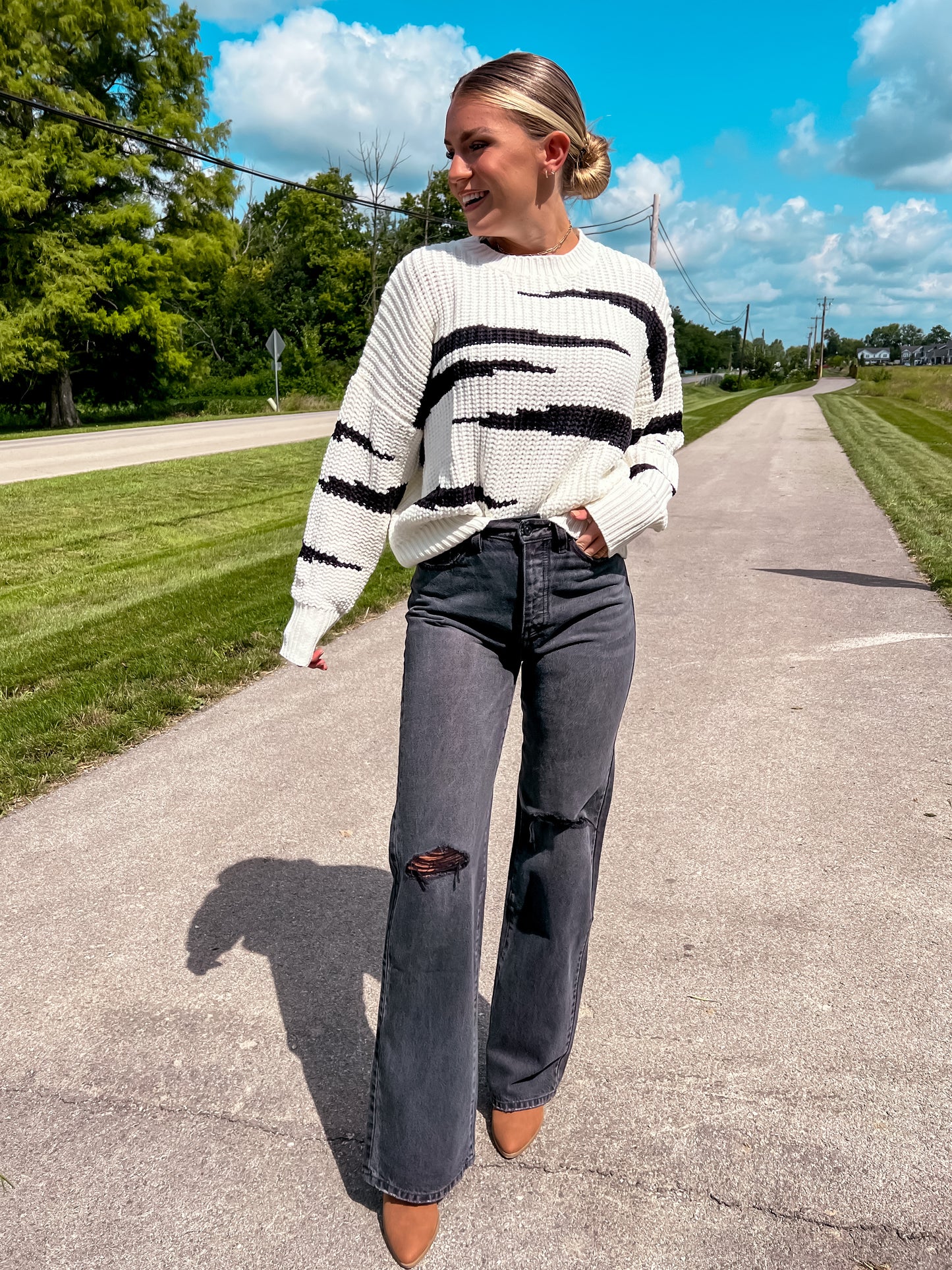 Ivory Zebra Shape Sweater