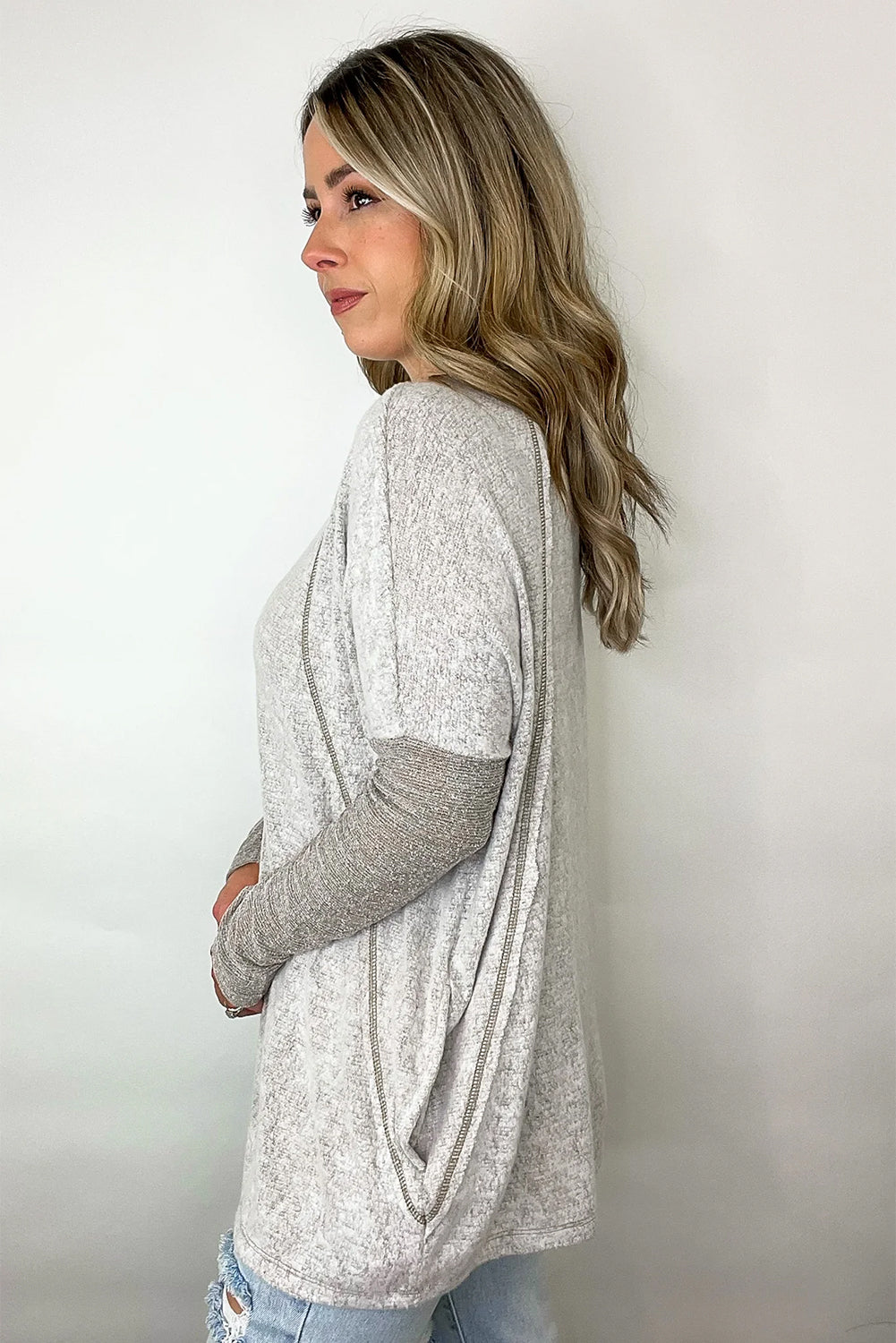 Grey Oversized Long Sleeve Top *PRE ORDER*