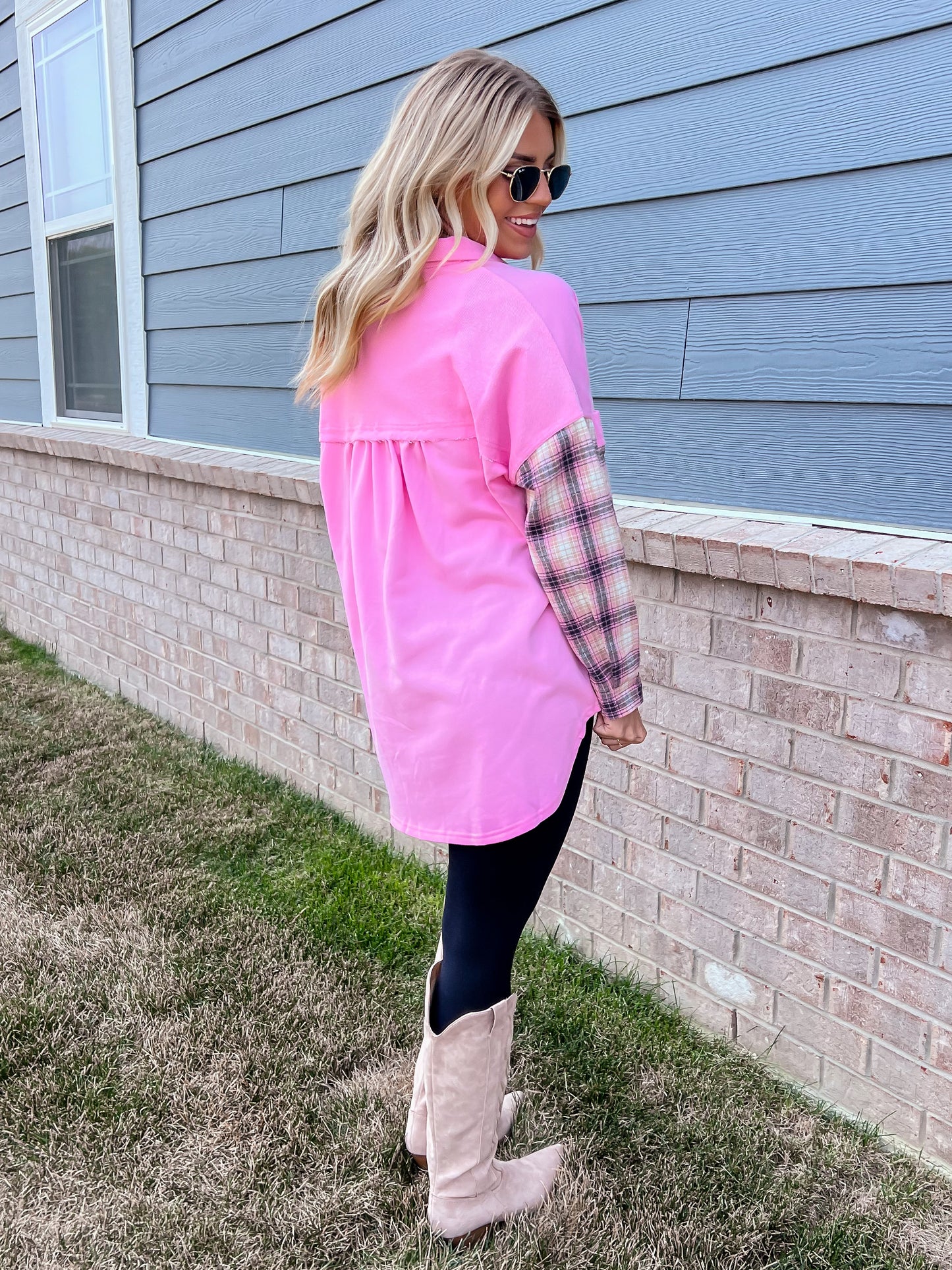 Pink Oversized Shirt Jacket