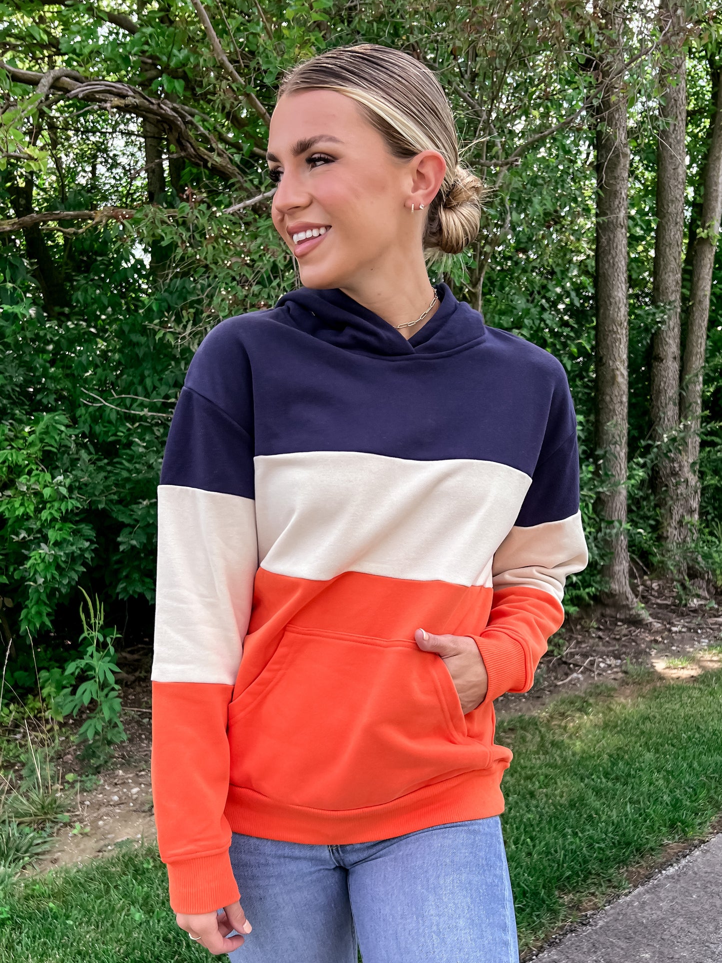 Orange/Blue Color Block Sweatshirt