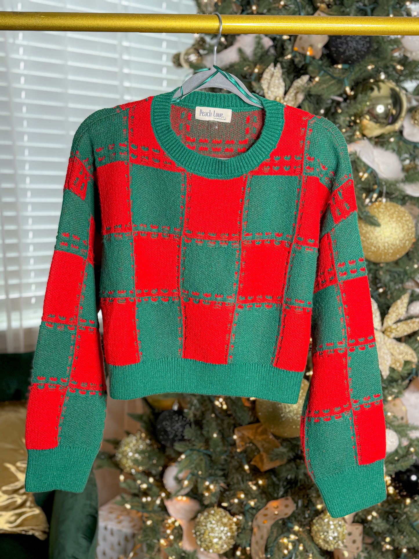 Stitch Detail Square Pattern Sweater