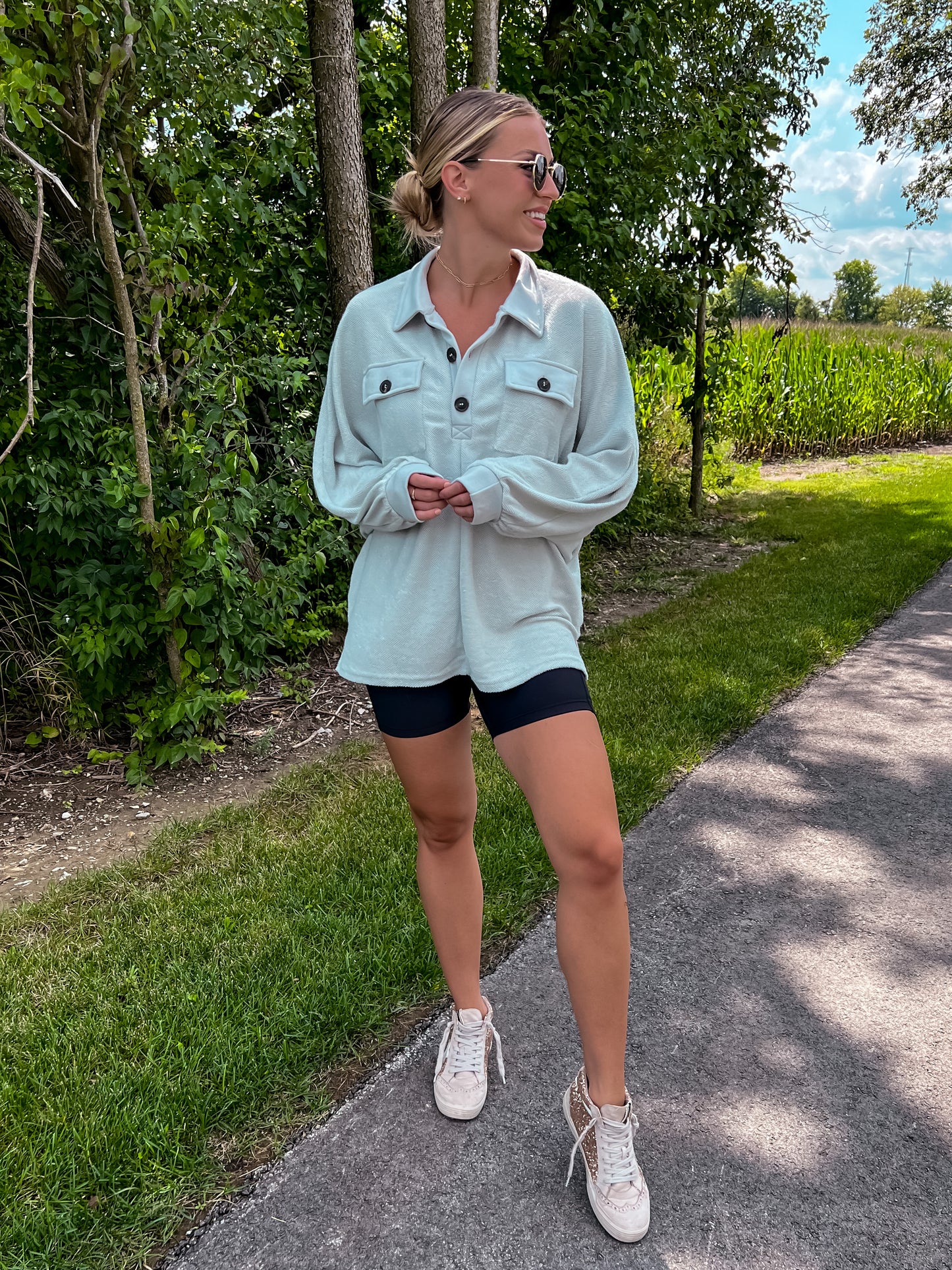 Blueish Grey Henley Pullover
