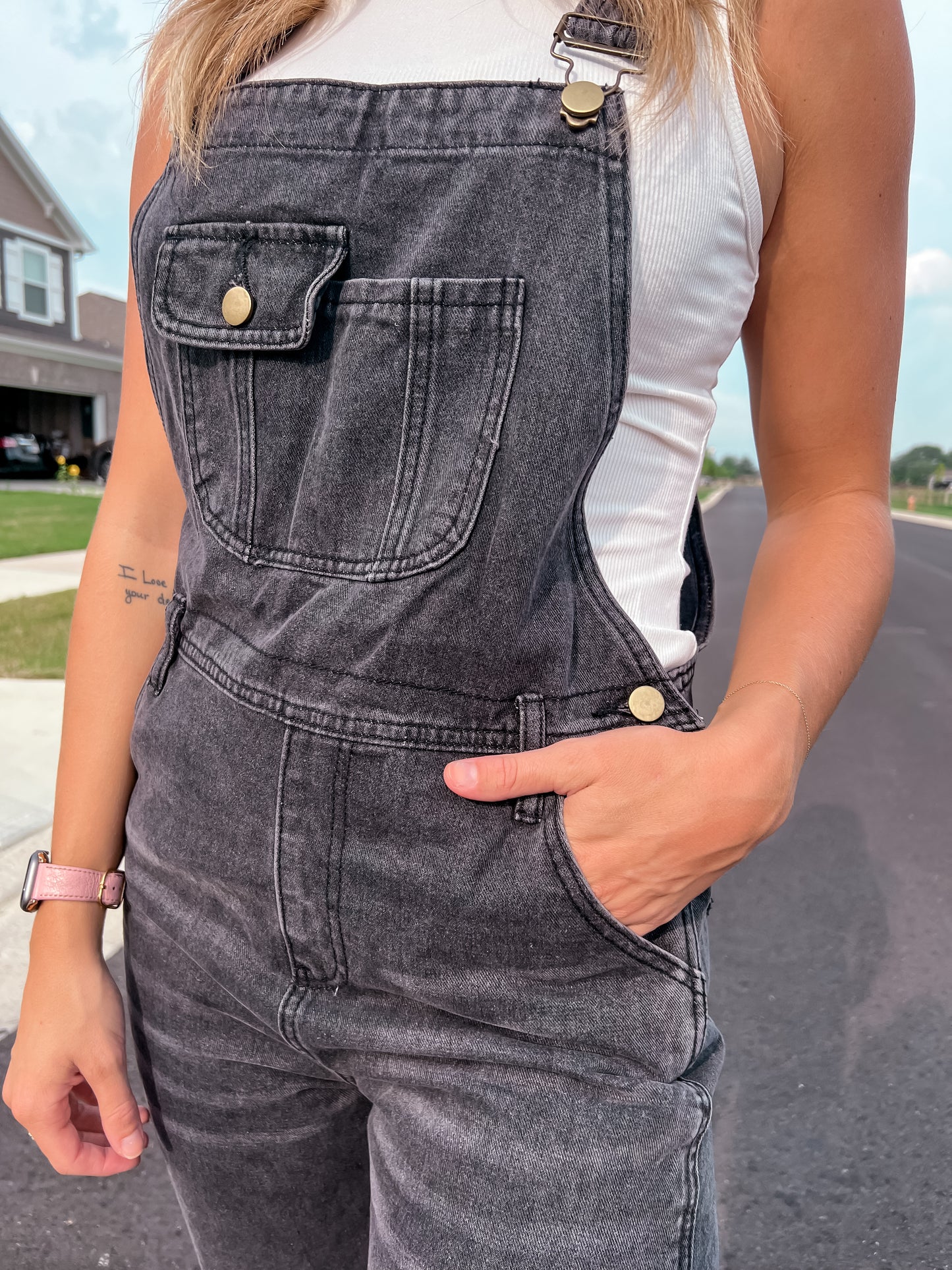 Vintage Black Denim Overalls