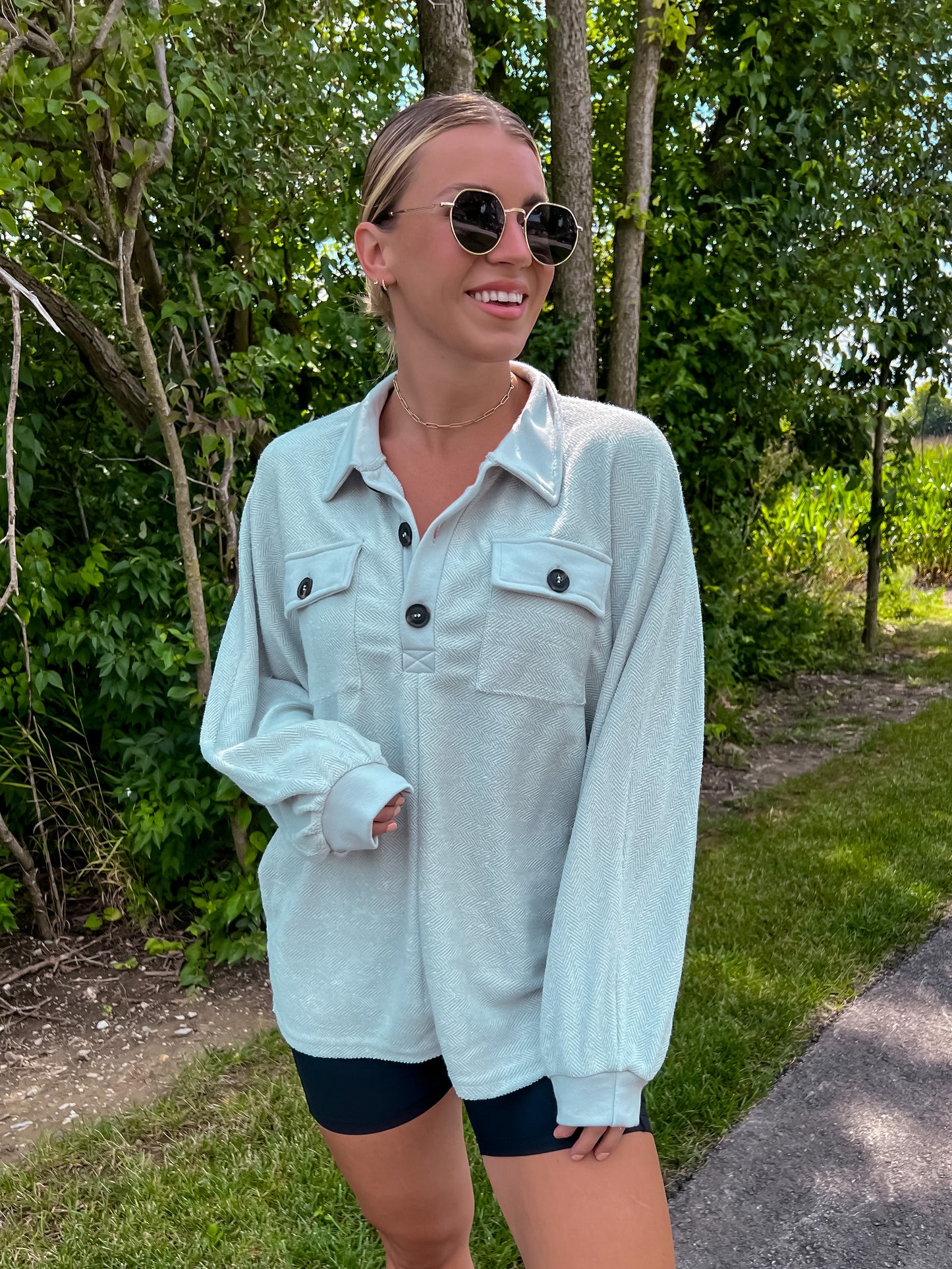 Blueish Grey Henley Pullover