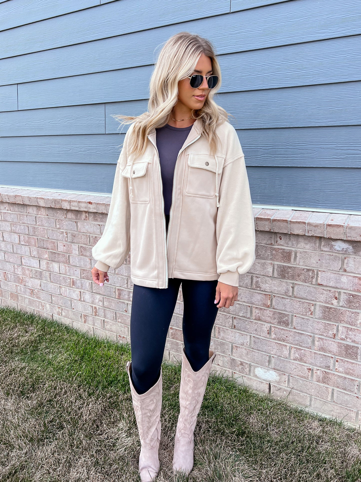 Cream Zip Up Jacket