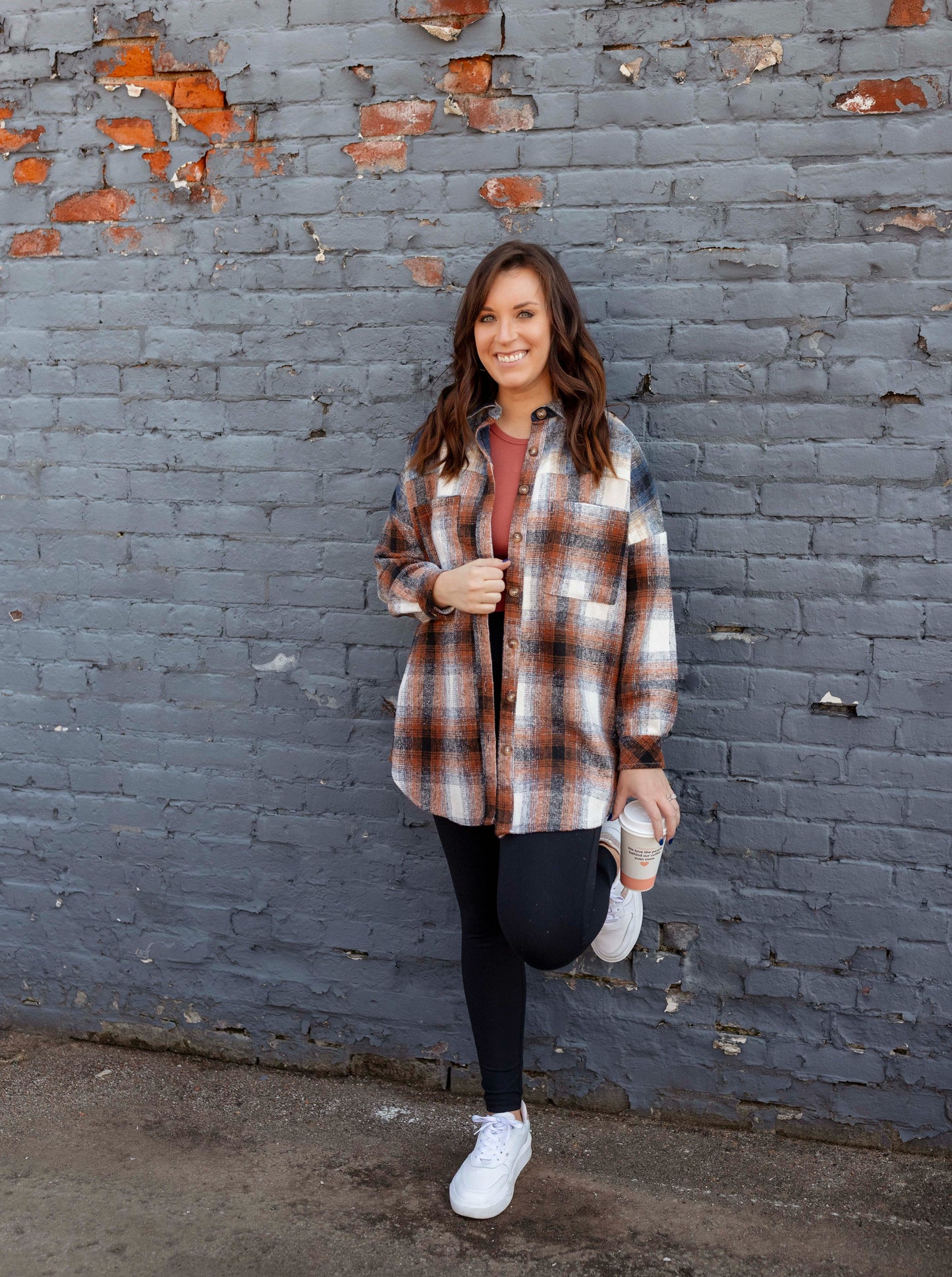 Rust Plaid Oversized Shacket