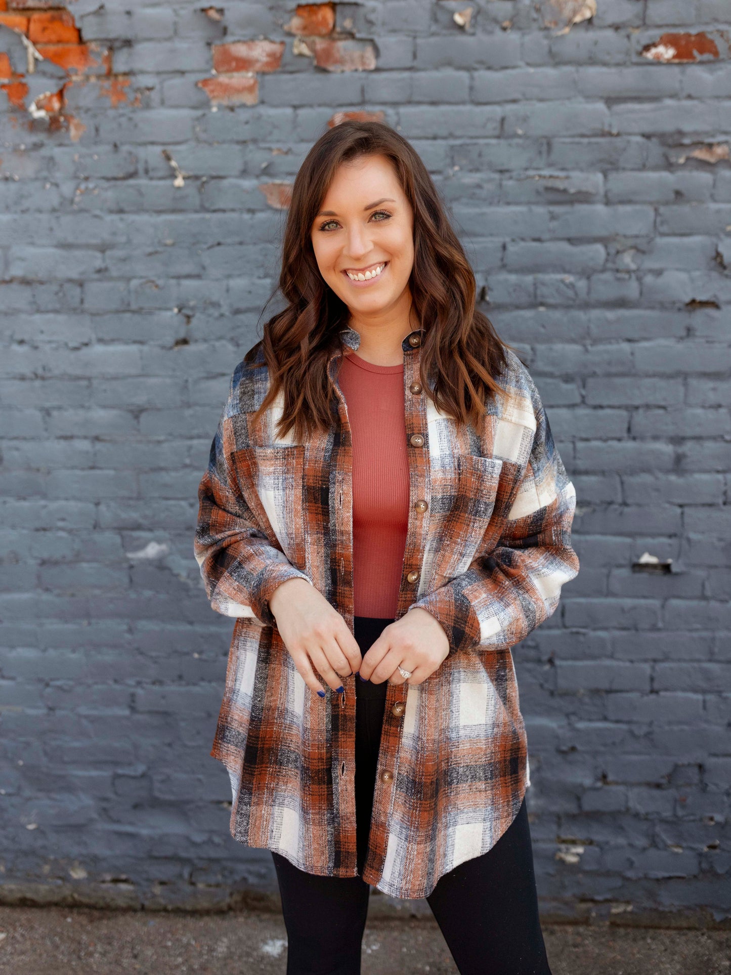 Rust Plaid Oversized Shacket