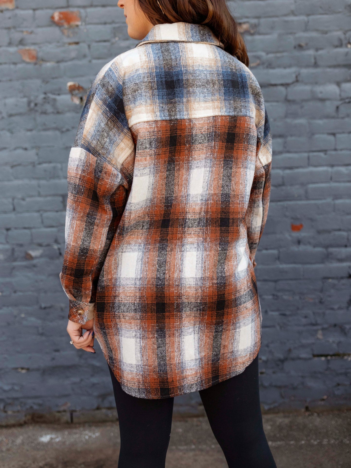 Rust Plaid Oversized Shacket