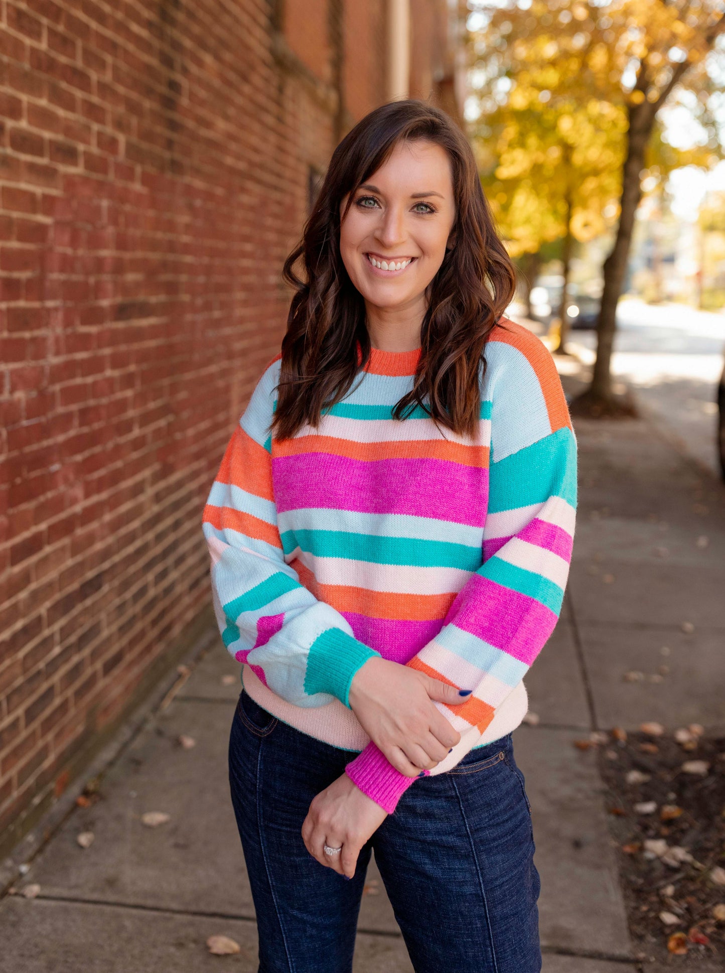 Pink/Orange Striped Sweater
