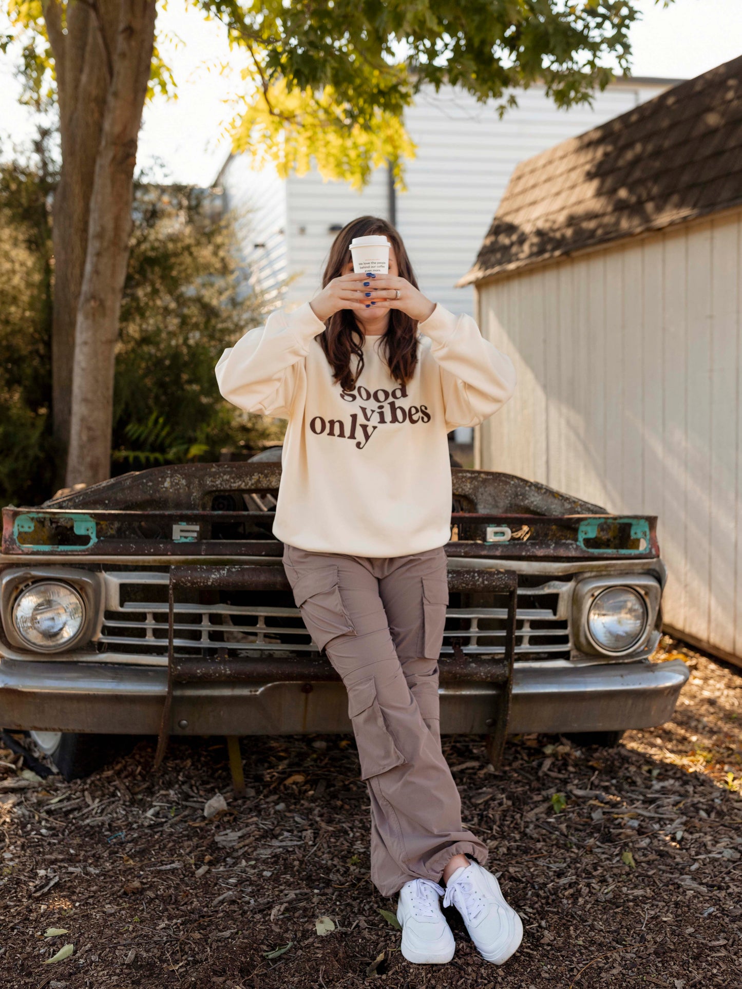 Oversized Good Vibes Only Sweatshirt
