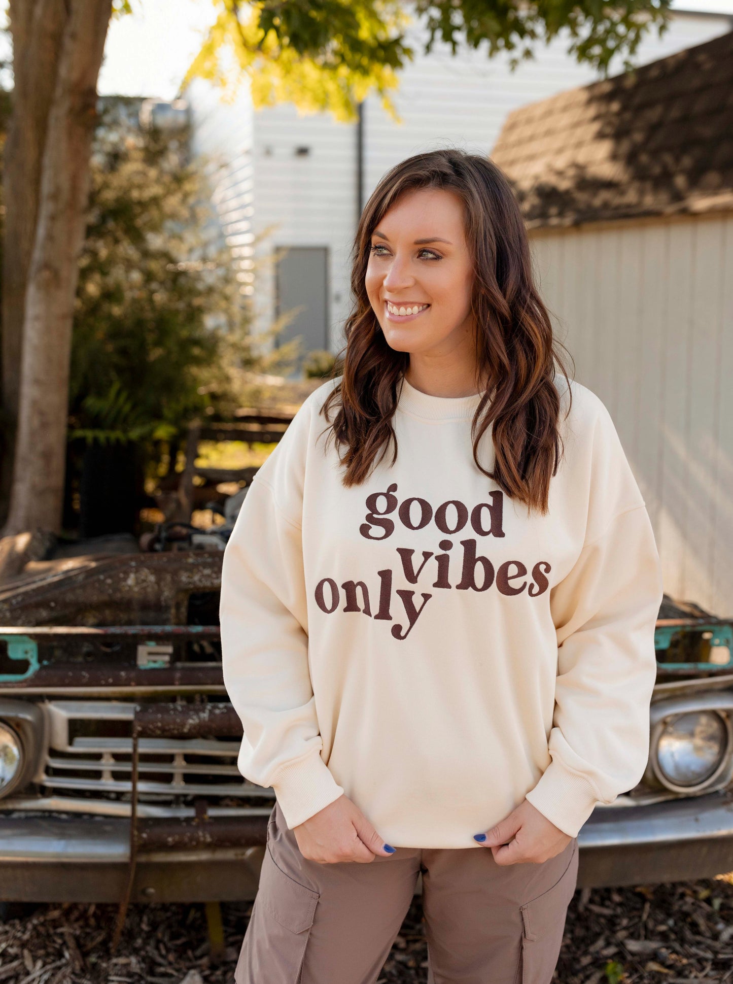 Oversized Good Vibes Only Sweatshirt