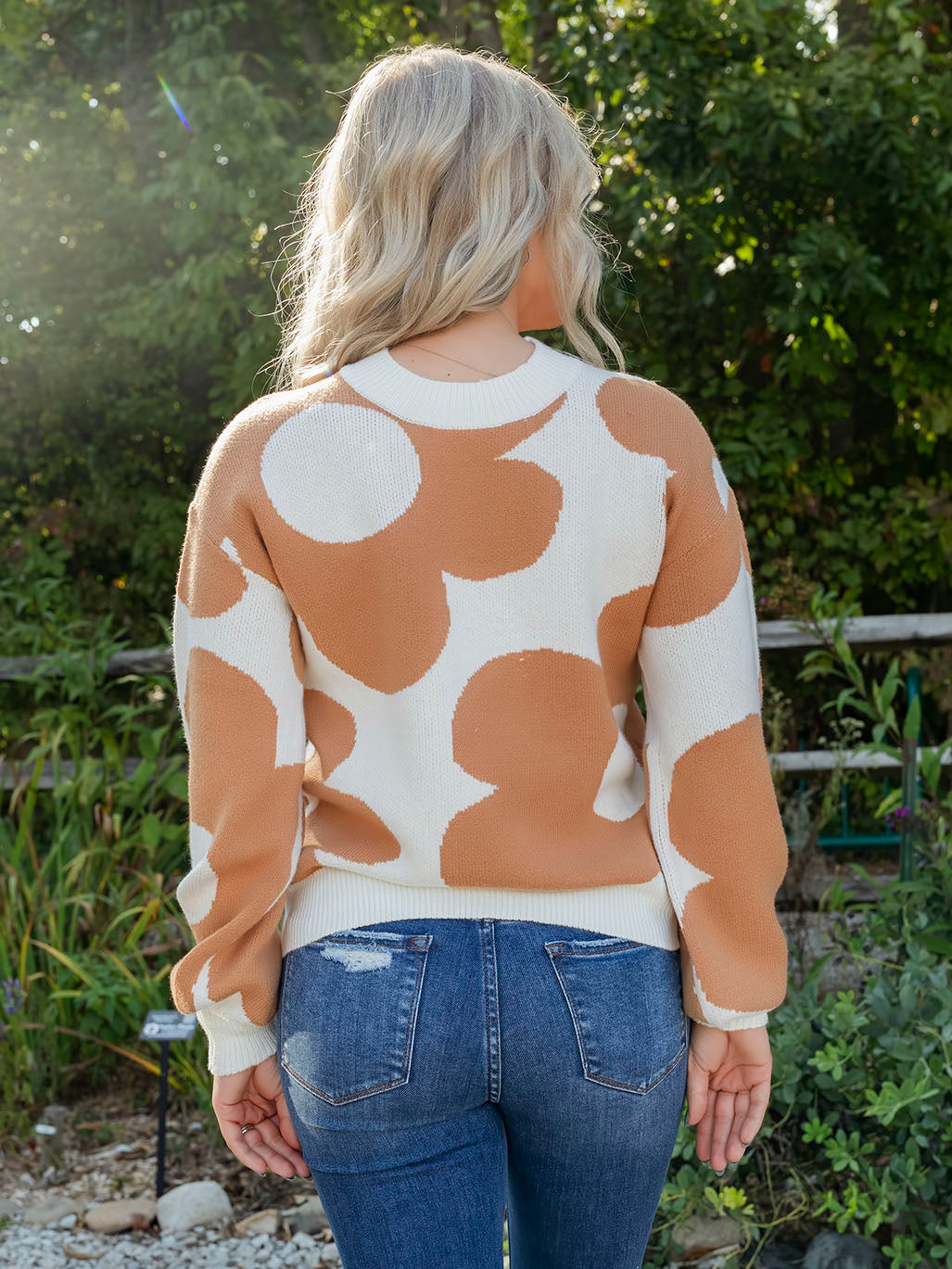 Khaki Floral Print Sweater