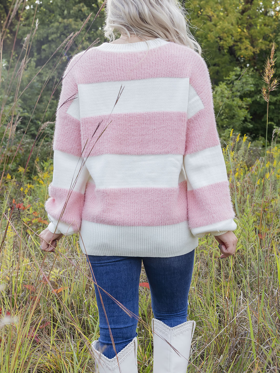 Blush Pink Striped Sweater