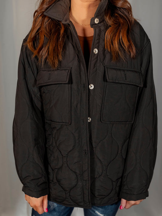 (Size Small)Black Quilted Jacket