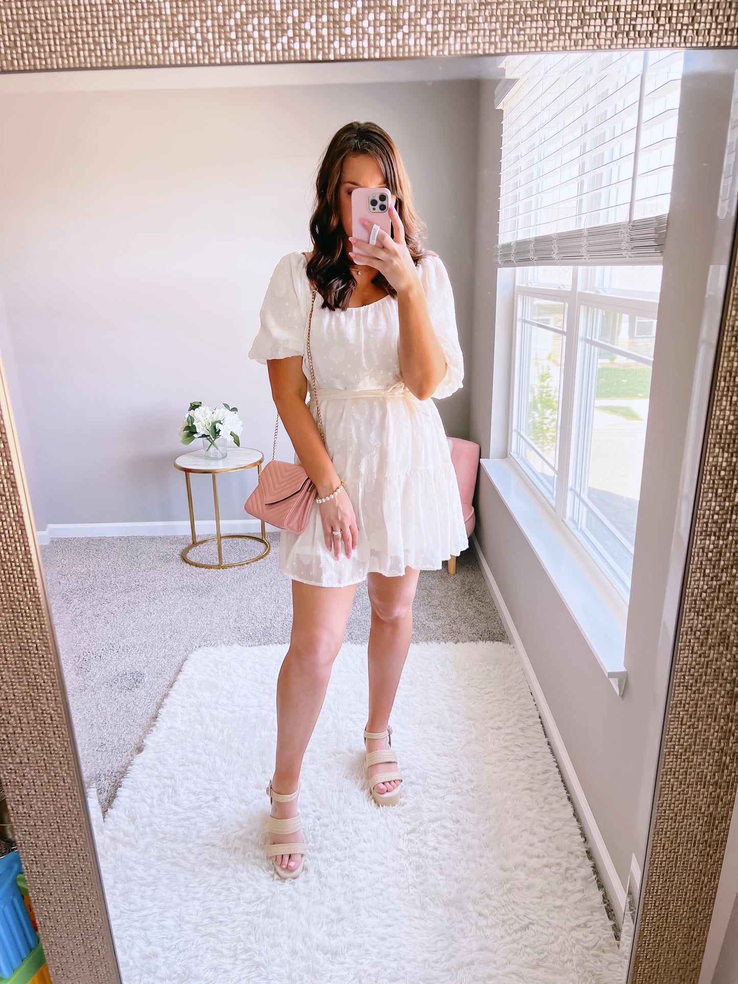 Cream Woven Mini Dress