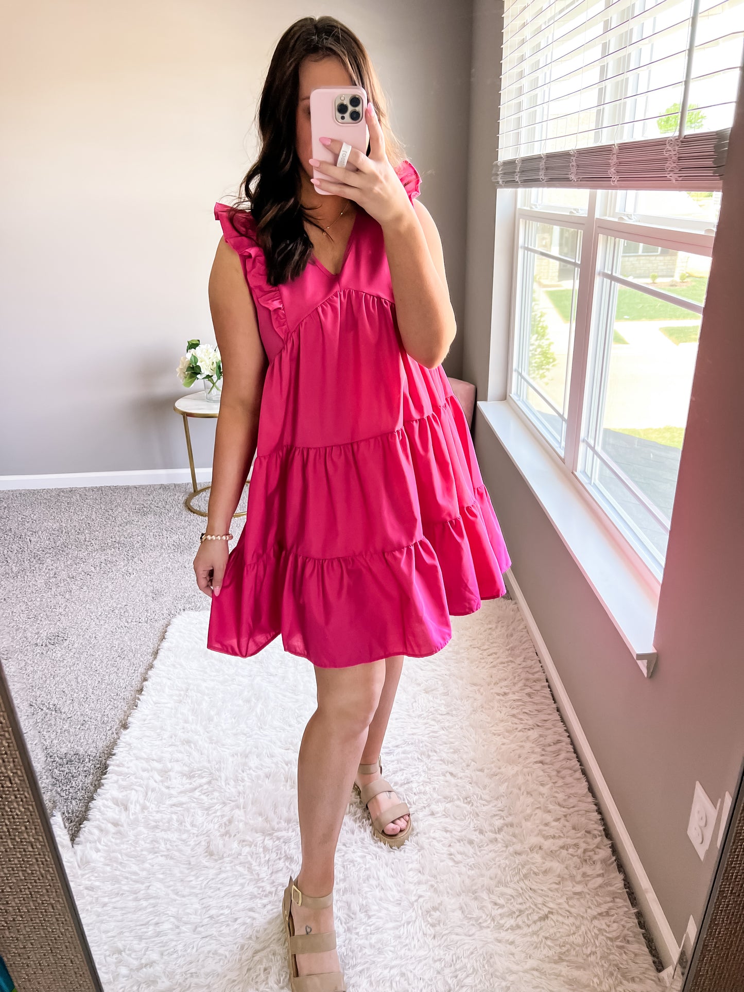 Fuchsia Tiered Babydoll Dress