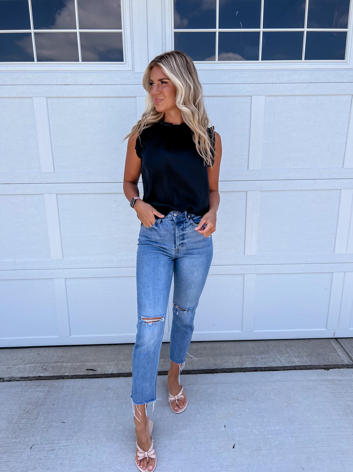 Sleeveless Polka Dot Blouse