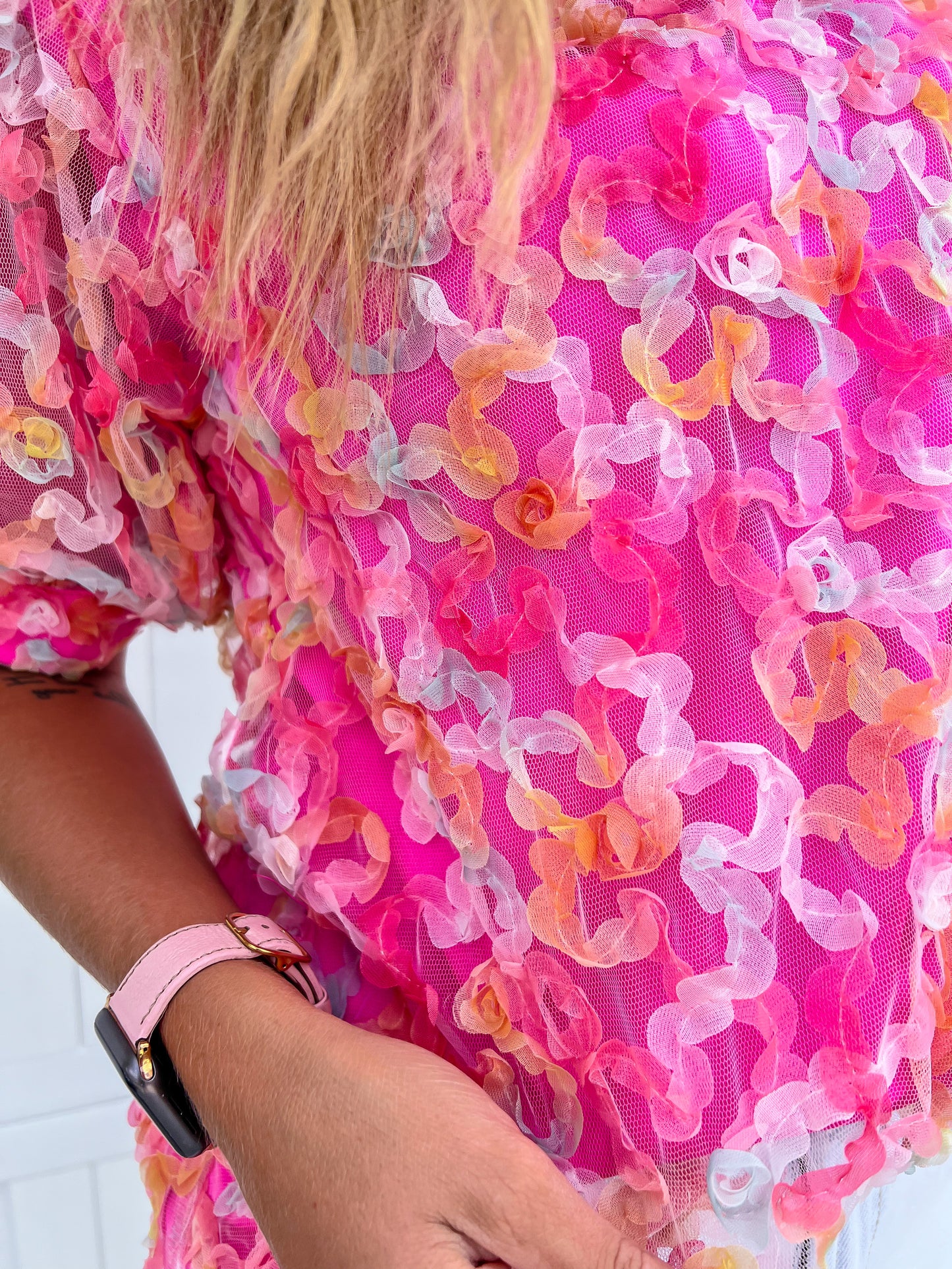Pink Mix Puff Sleeve Blouse