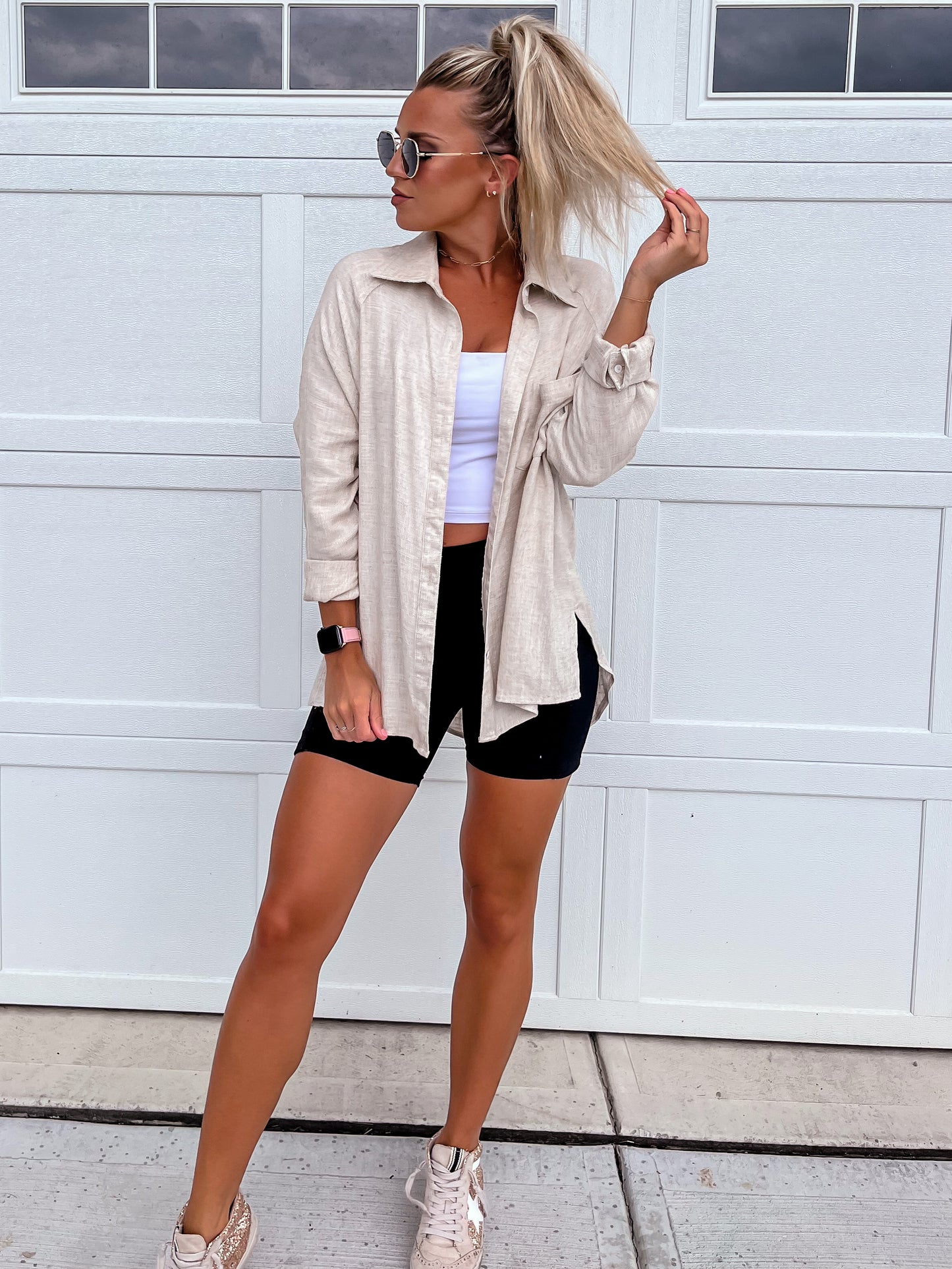 Natural Linen Button Down Top