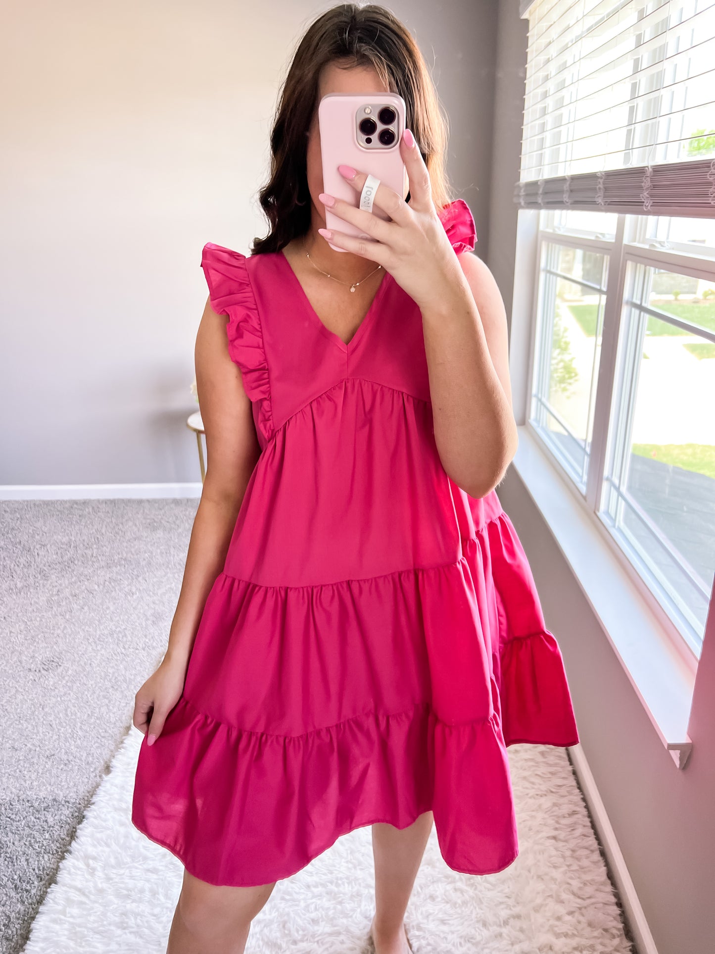 Fuchsia Tiered Babydoll Dress