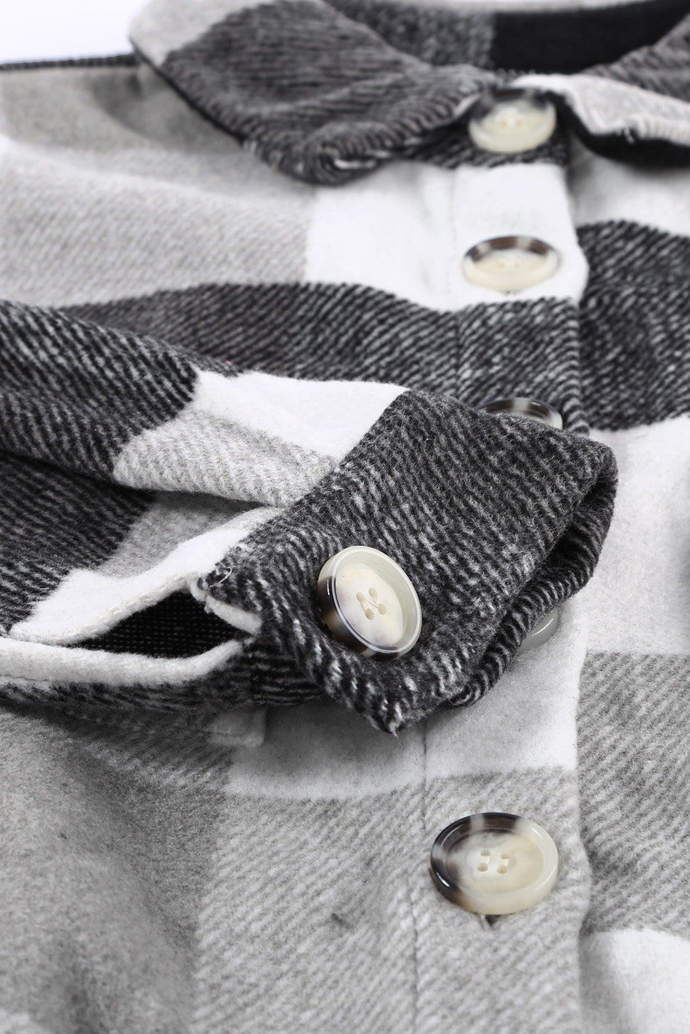 Grey/White Button Up Plaid Shacket