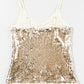 Light Beige Adjustable Spaghetti Straps Sequins Camisole