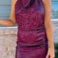 Purple Open Back Sequin Dress