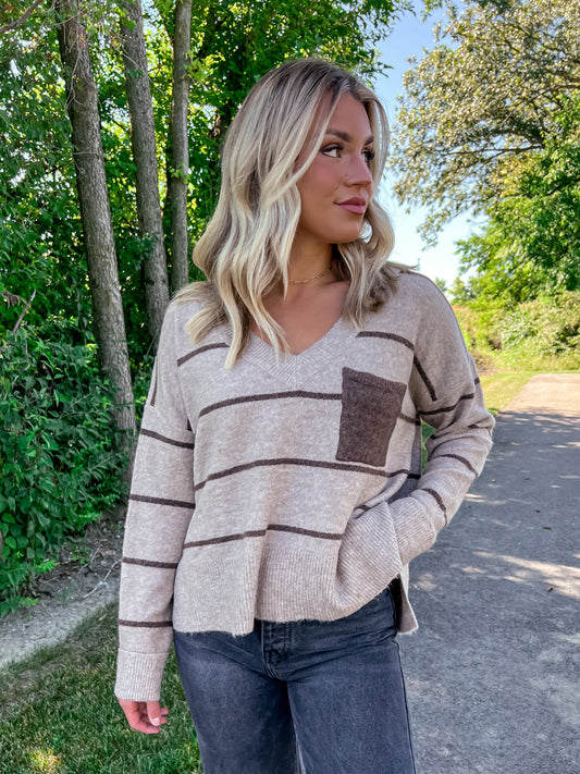 Oatmeal/Brown Striped Sweater