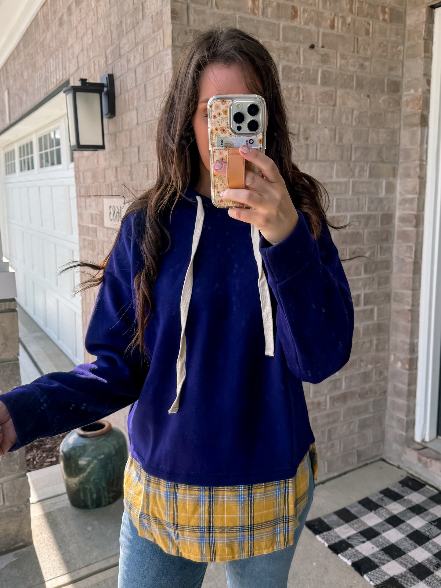 Purple/Mustard Plaid Sweatshirt