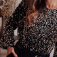 Black Sequin Deep V Back Puff Sleeve Bodysuit