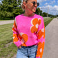 Pink/Orange Floral Print Sweater