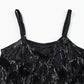 Black Sequin Tassel Adjustable Straps Crop Cami Top