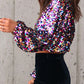 Sequin Round Neck Balloon Sleeve T-Shirt