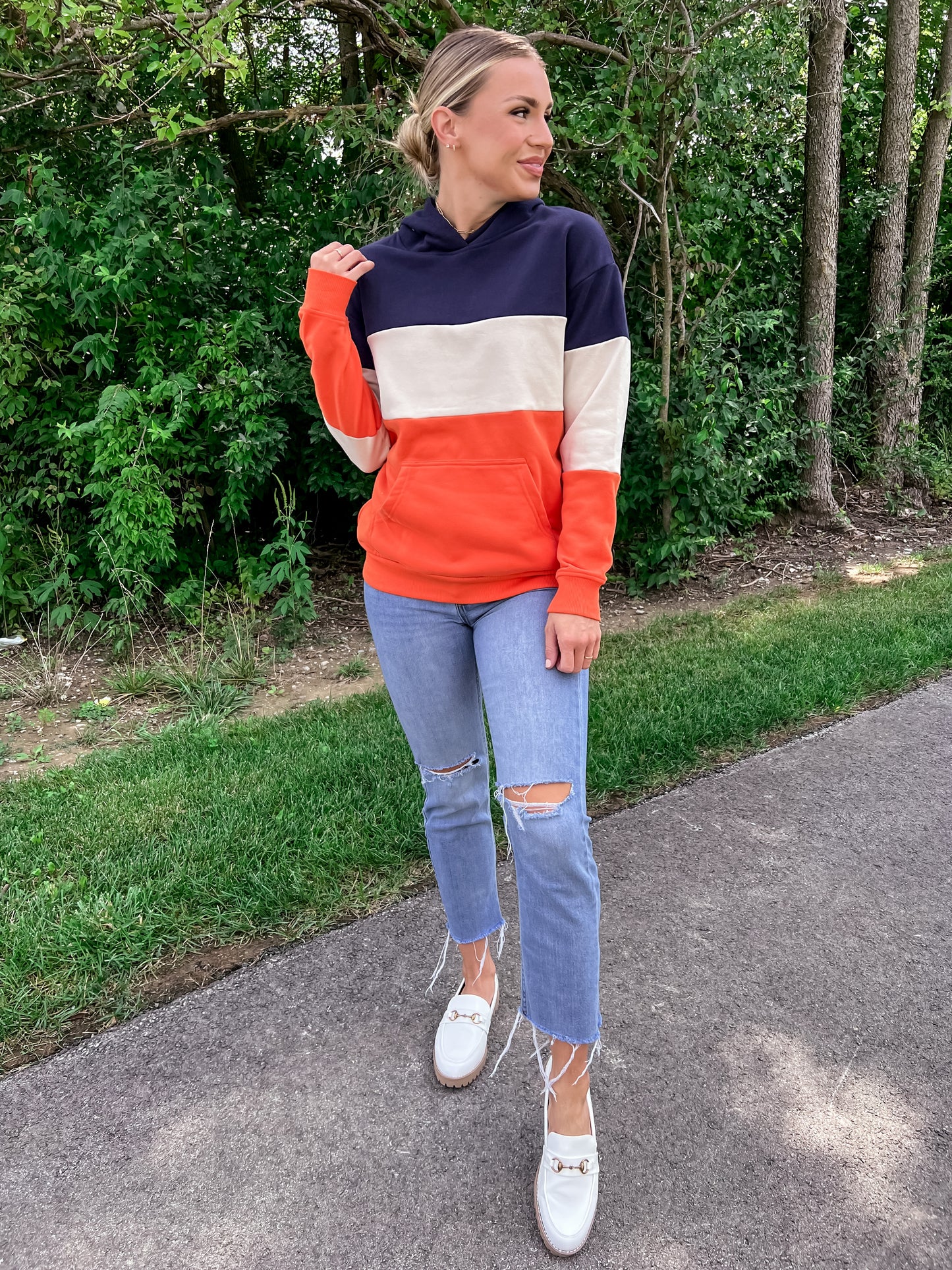 Orange/Blue Color Block Sweatshirt