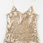 Light Beige Adjustable Spaghetti Straps Sequins Camisole