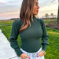 Hunter Green Turtleneck Ribbed Sweater