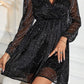 Glitter Surplice Long Sleeve Mini Dress