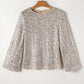 Silvery Sequin Puff Sleeve Cutout Back Blouse