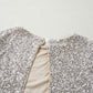 Silvery Sequin Puff Sleeve Cutout Back Blouse