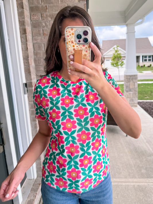 Retro Floral Print Top