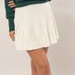 High Waist Knit Pleated Flare Mini Skirt