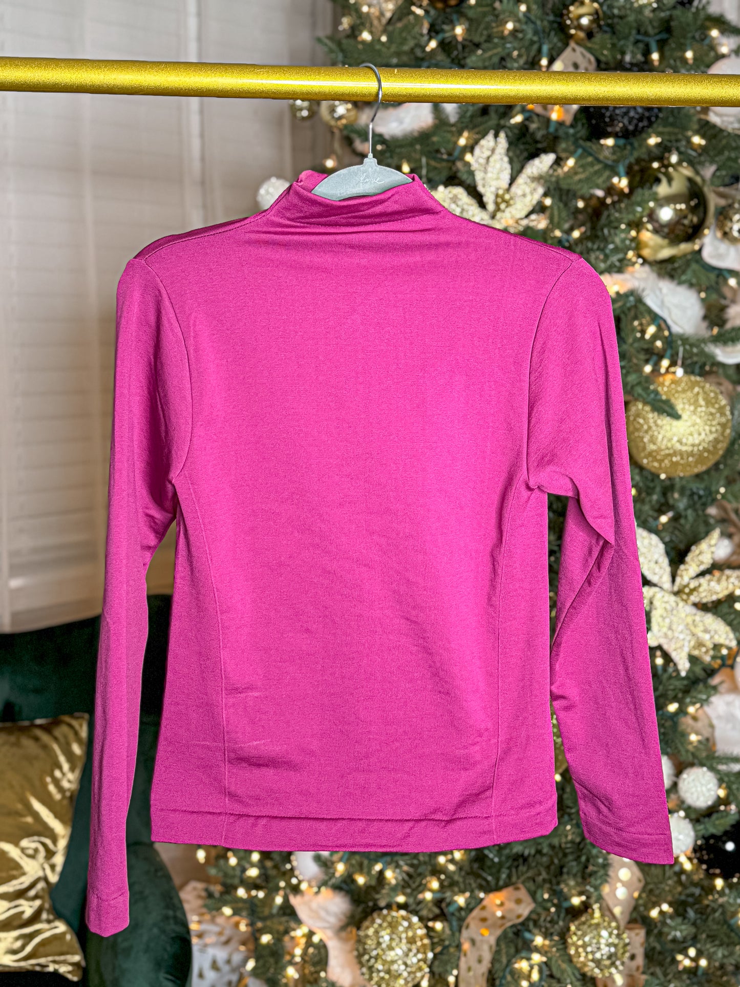 Magenta Fleece Mock Neck