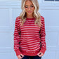 Rust Striped Long Sleeve Pullover