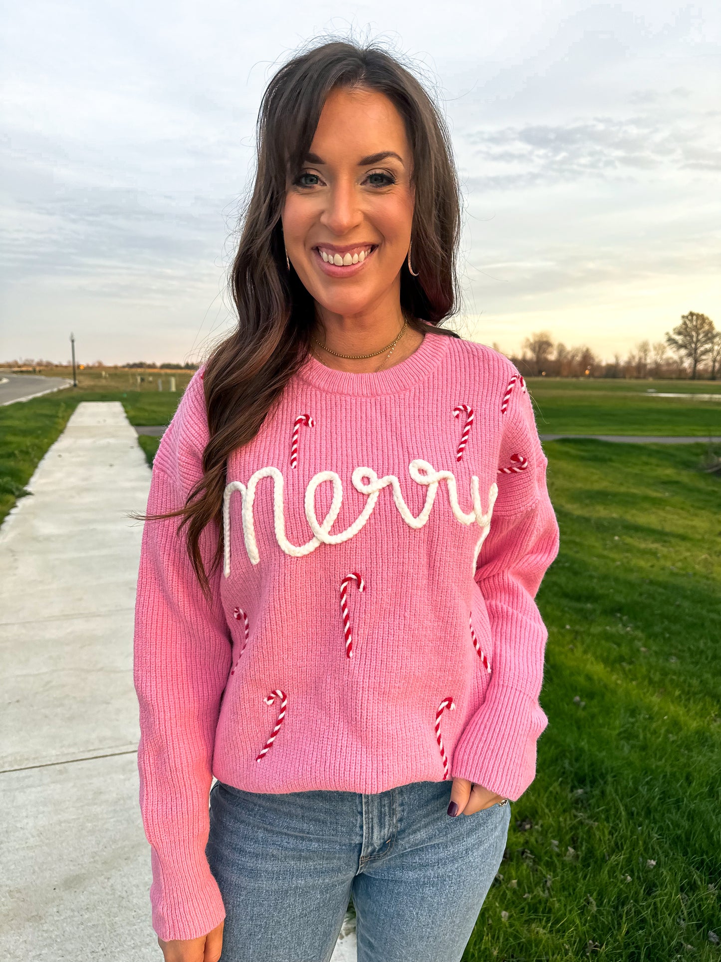 'Merry' Handmade Candy Cane Sweater