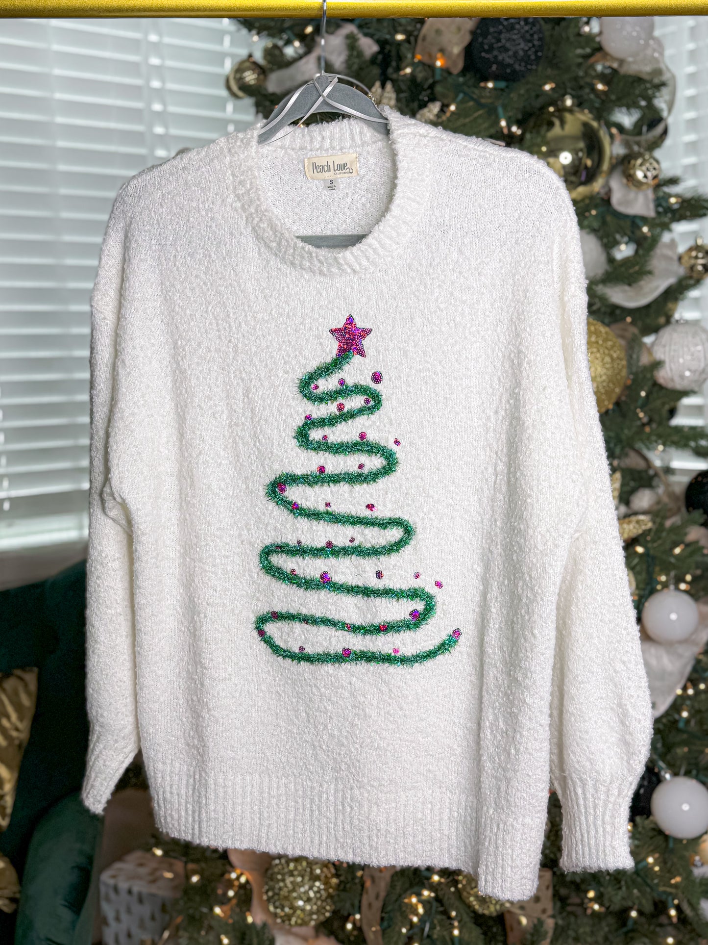 White Christmas Tree Oversized Sweater