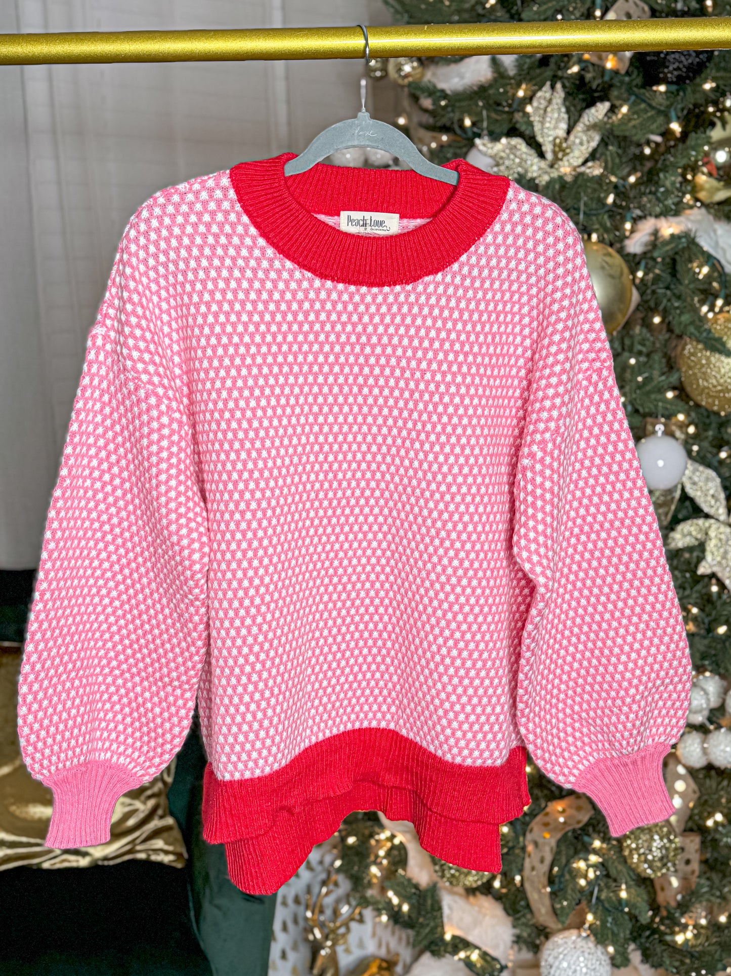 Pink/Red Cable Sweater