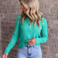 Green Waffle Knit Henley