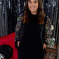 (Size Small)Black Sequin Sleeve Dress