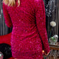 Fuchsia Sequin Glitter Mini Dress