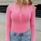 Pink Henley Long Sleeve Bodysuit